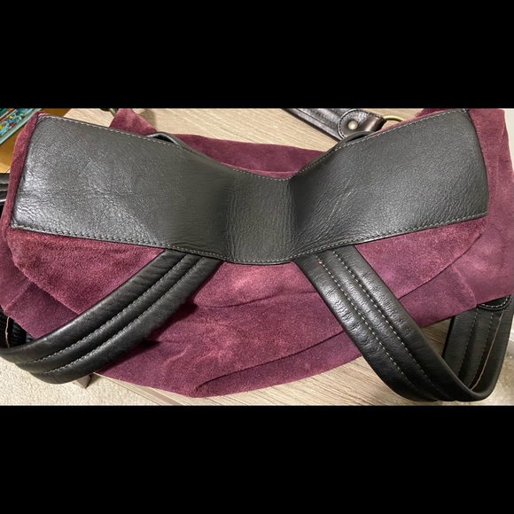 Maurizio Taiuti Italian Leather Shoulder Bag Wine Plum Color - Picture 12 of 14